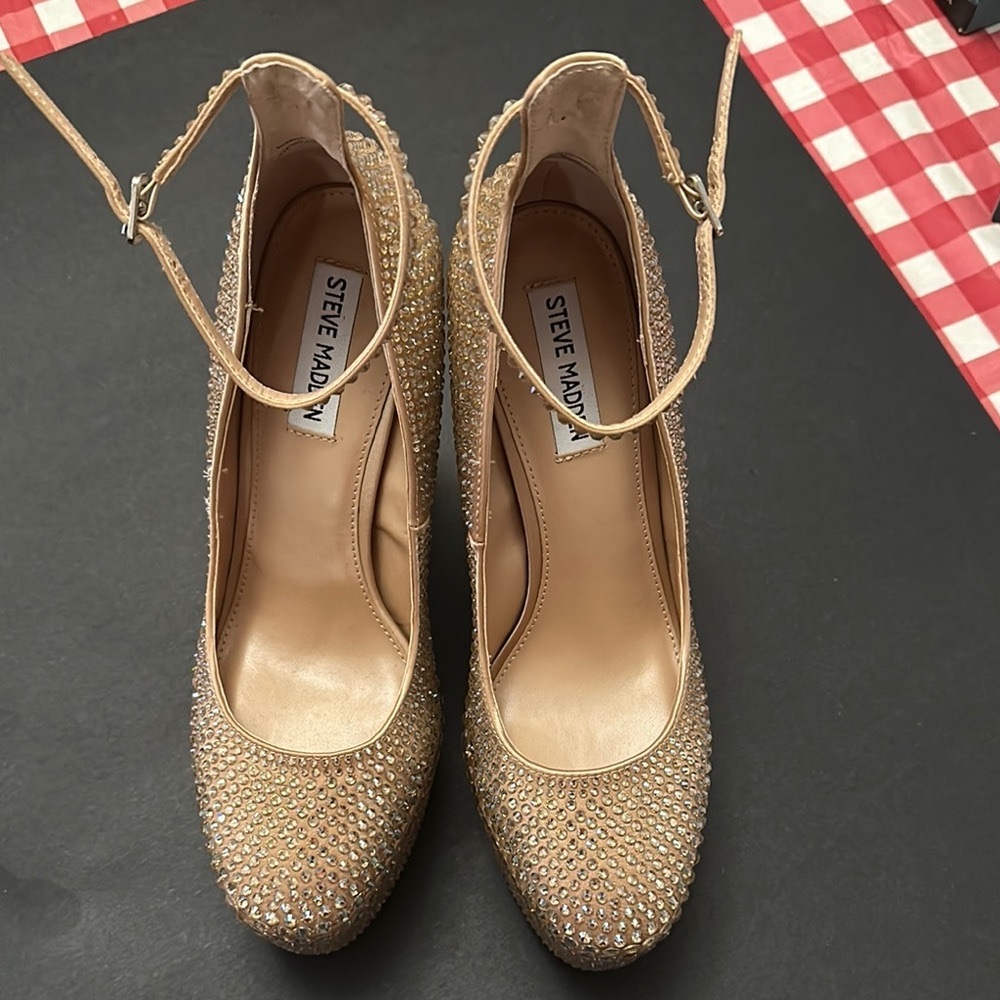 NWT- Steve Madden Skyrise-R Rhinestone platform Heels - Picture 2 of 10